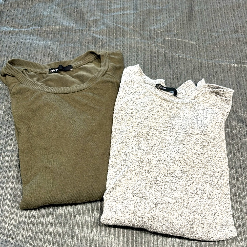 Bundle of 2 tie front Gibson high/low hem tie front women’s long sleeve top